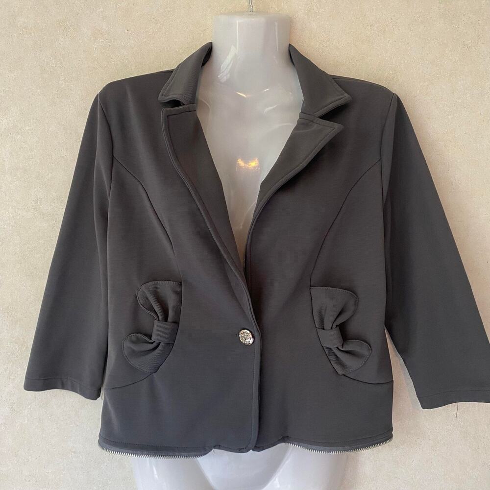 Women Open Front Business Casual Pockets, Office Blazer Coat Jacket Suit Gray‎ S